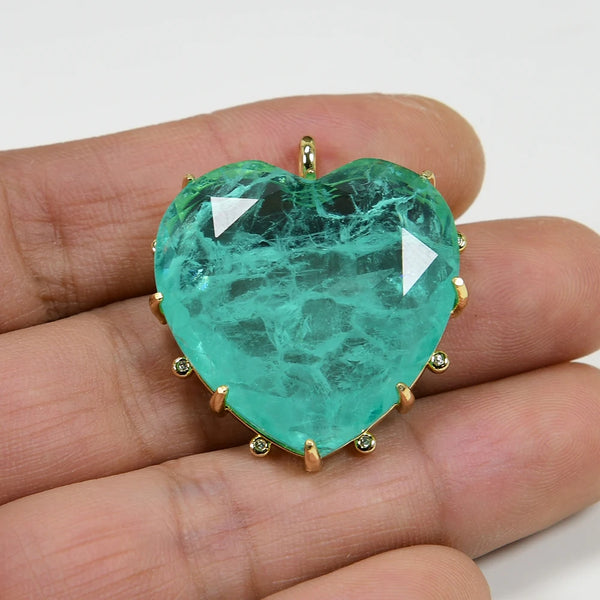 Green Quartz Crystal Heart-ToShay.org