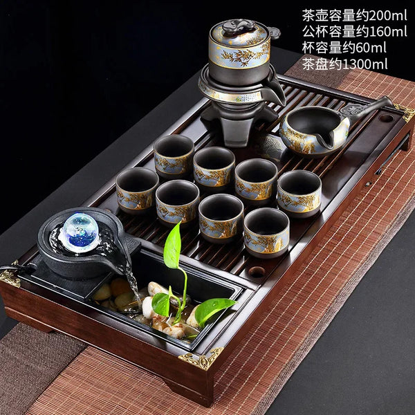 Black Ceramic Rotation Tea Sets-ToShay.org