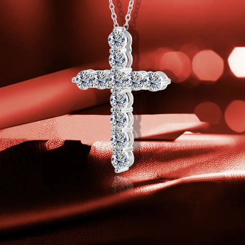 Silver Crystal Cross Pendant-ToShay.org