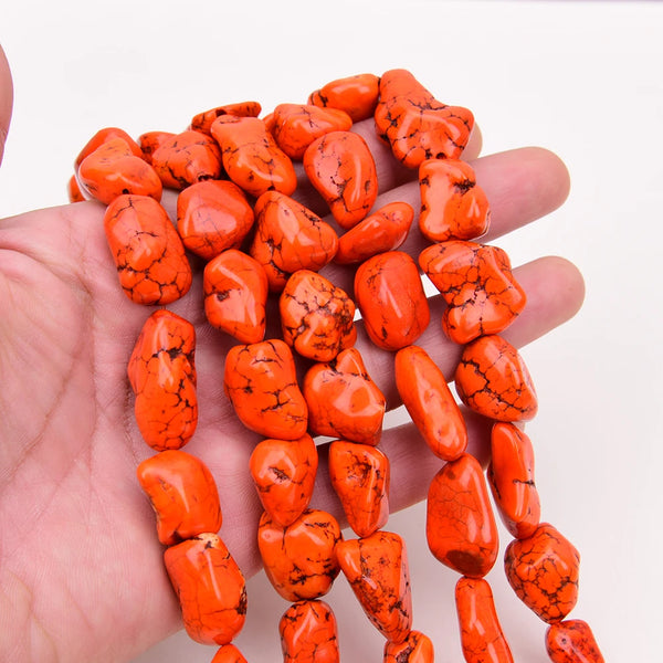 Orange Turquoise Nugget Beads-ToShay.org
