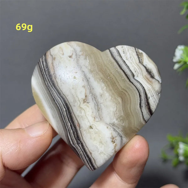 Black Yellow Stripe Calcite Heart-ToShay.org