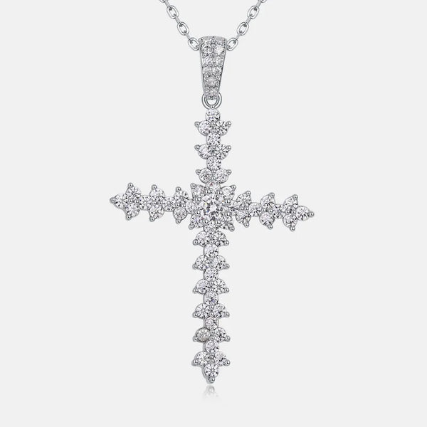 Silver Diamond Cross Pendant-ToShay.org