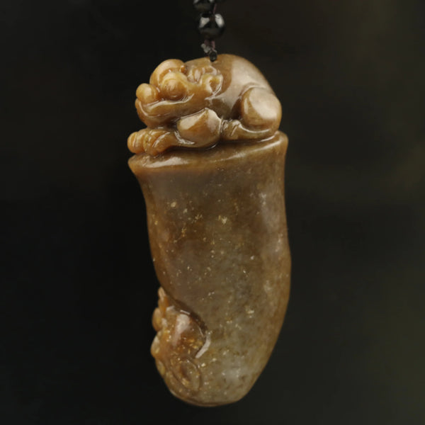 Yellow Jade Dragon Pendant-ToShay.org