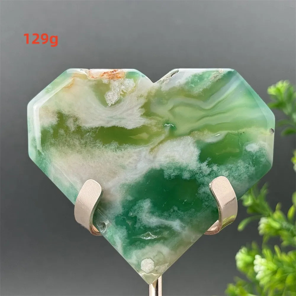 Green Cherry Blossom Agate Heart-ToShay.org