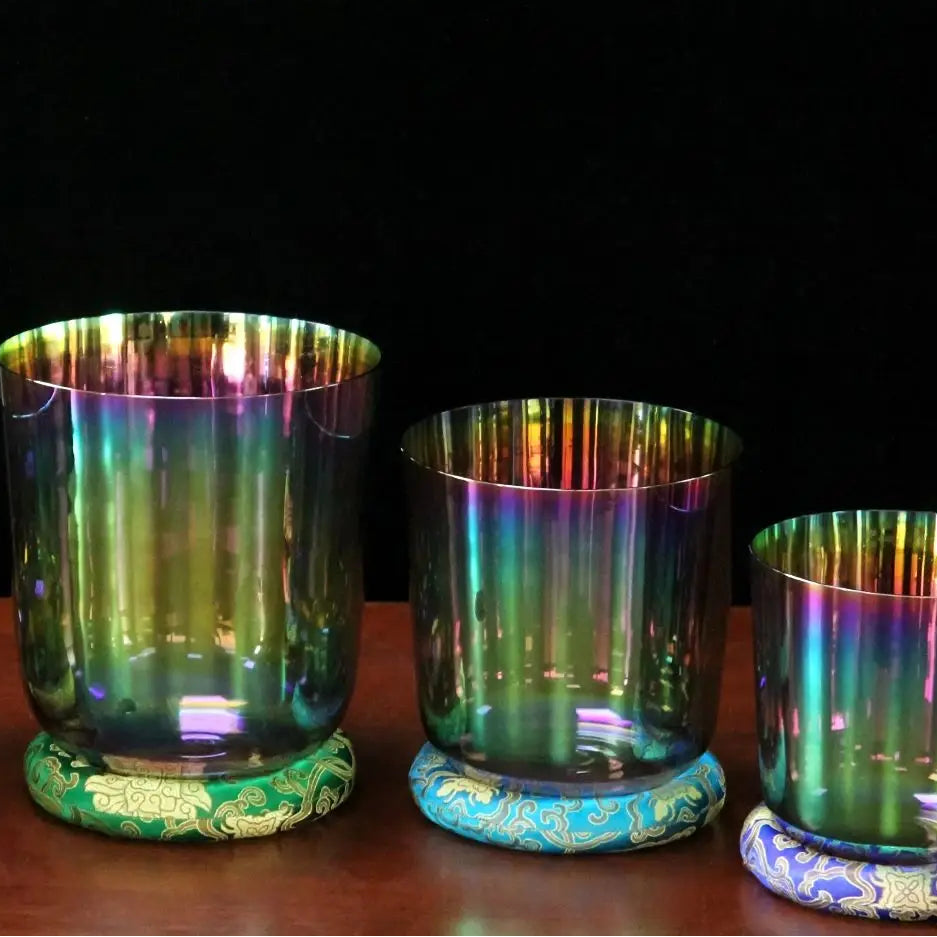 MountainRain Metalli Green Alchemy crystal singing bowl for Therapy with Malle percussion crystal music bowl With Accessories-ToShay.org