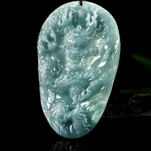 Blue Jade Dragon Pendant-ToShay.org