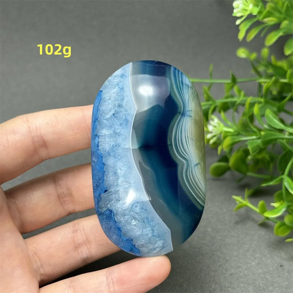 Blue Agate Palm Stone-ToShay.org