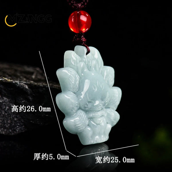 Blue Jadeite Fox Pendant-ToShay.org