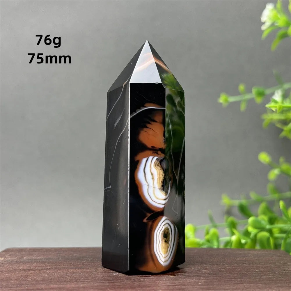 Black Red Agate Stripe Obelisk-ToShay.org