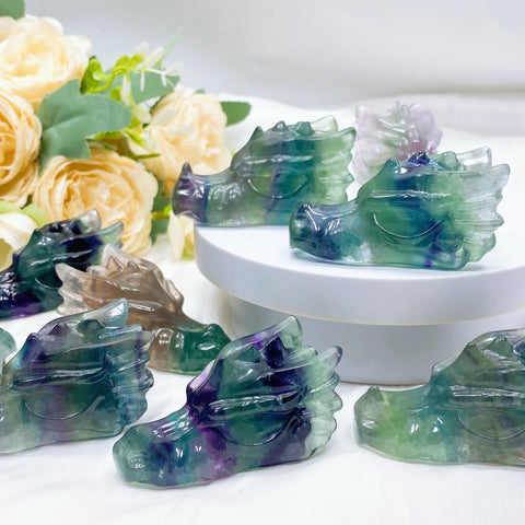 Rainbow Flourite Dragon Head-ToShay.org