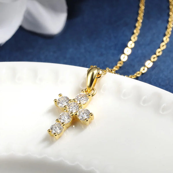 Gold Cross Pendant Necklace-ToShay.org