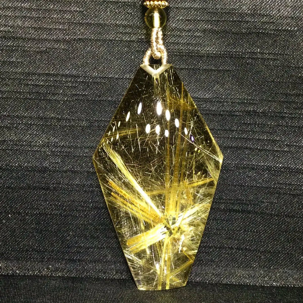 Gold Rutilated Quartz Pendant-ToShay.org