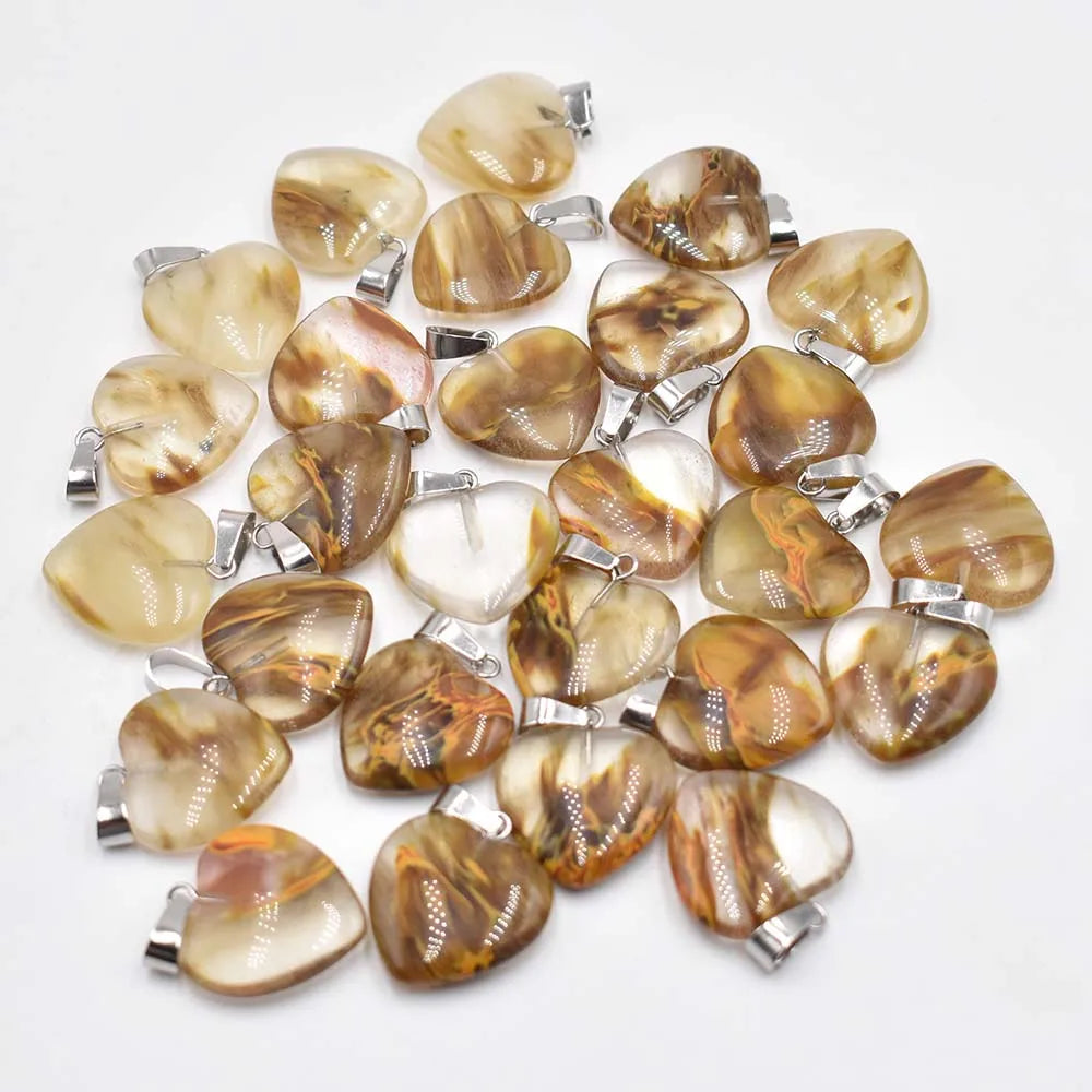 Mixed Agate Heart Pendants-ToShay.org