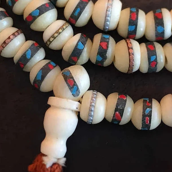 White Yak Bone Prayer Mala-ToShay.org