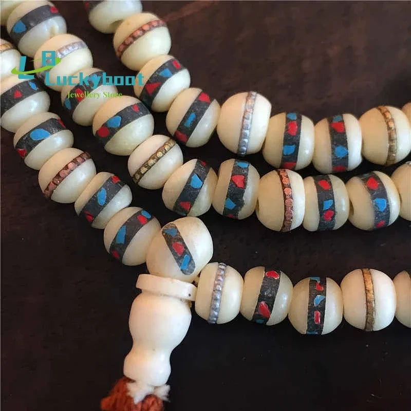 White Yak Bone Prayer Mala-ToShay.org