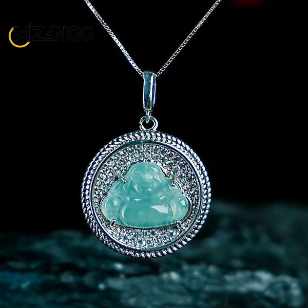 Blue Jadeite Maitreya Buddha-ToShay.org