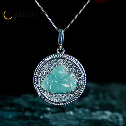 Blue Jadeite Maitreya Buddha-ToShay.org