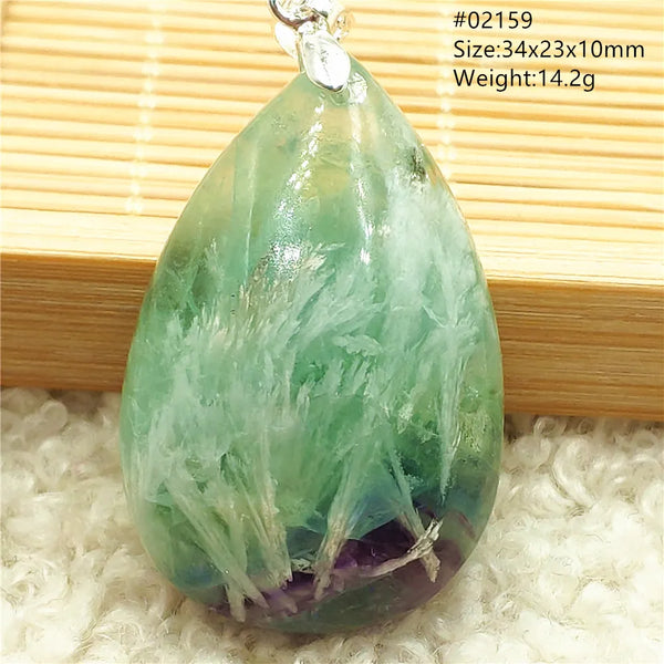 Green Feather Fluorite Pendant-ToShay.org
