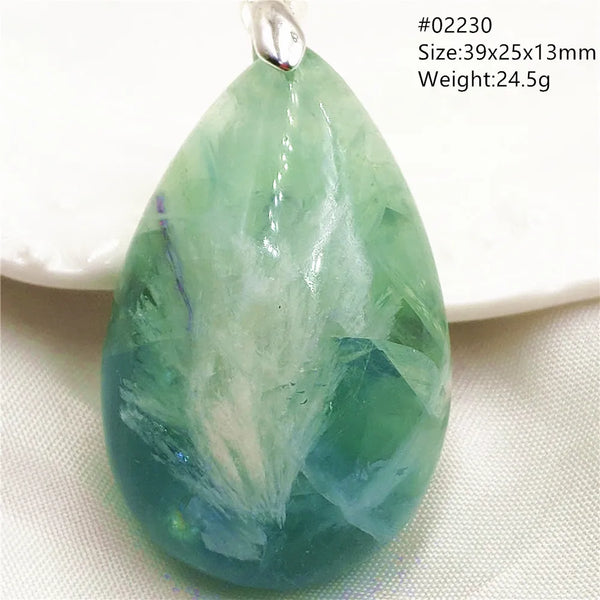 Green Feather Fluorite Pendant-ToShay.org
