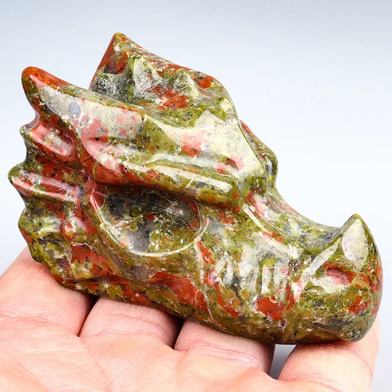 Green Unakite Dragon Skulls-ToShay.org