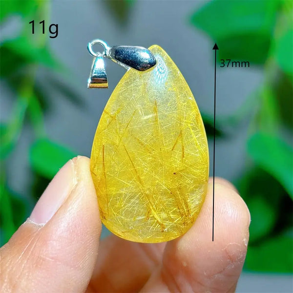 Gold Rutilated Quartz Pendant-ToShay.org