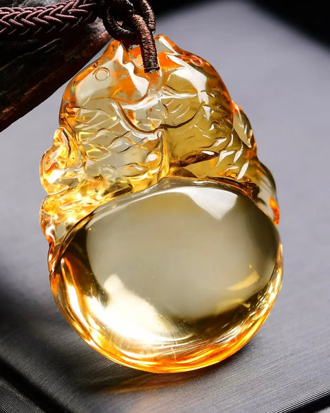Yellow Citrine Fish Pendant-ToShay.org