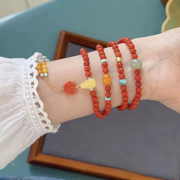 Red Agate Bead Bracelet-ToShay.org