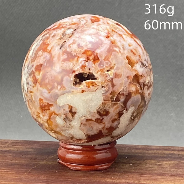 Red Cherry Blossom Agate Ball-ToShay.org