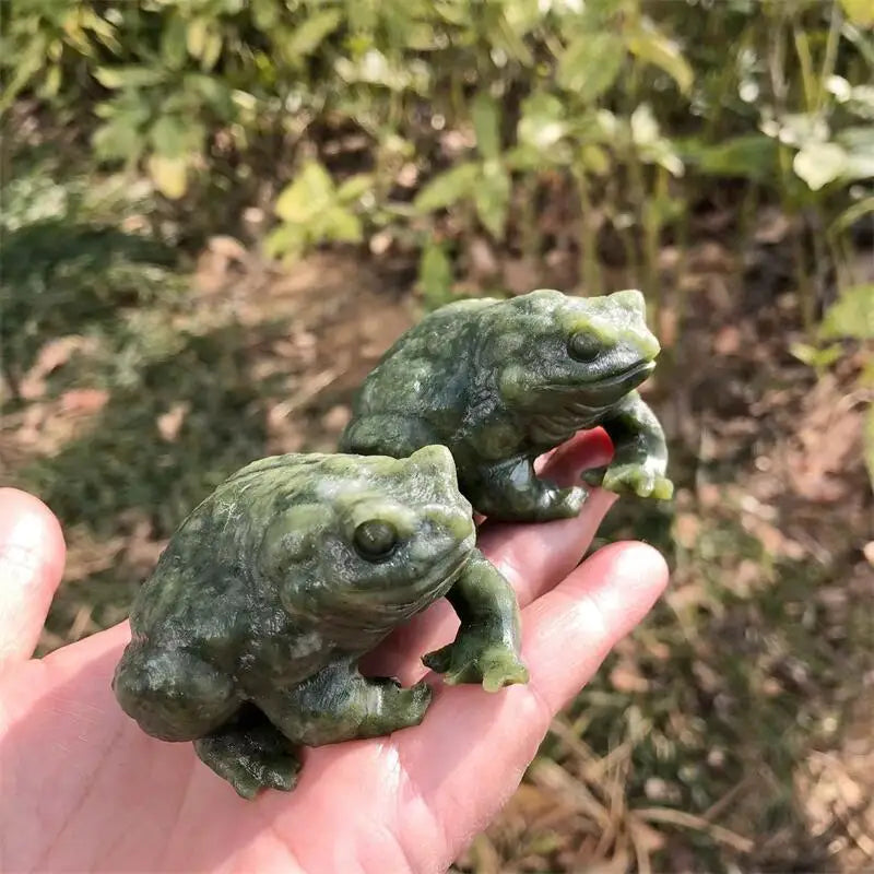 Natural Ophiolite Frog Carving Polished Animal Powerful Statue For Home Decoration Holiday Gift 1pcs-ToShay.org