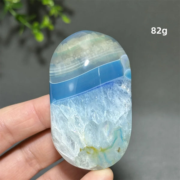 Blue Agate Palm Stone-ToShay.org