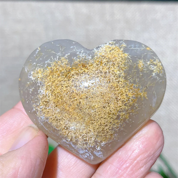 Yellow Hair Agate Heart-ToShay.org