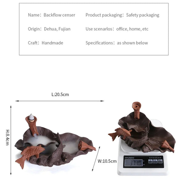 Lotus Leaf Fish Incense Burner-ToShay.org