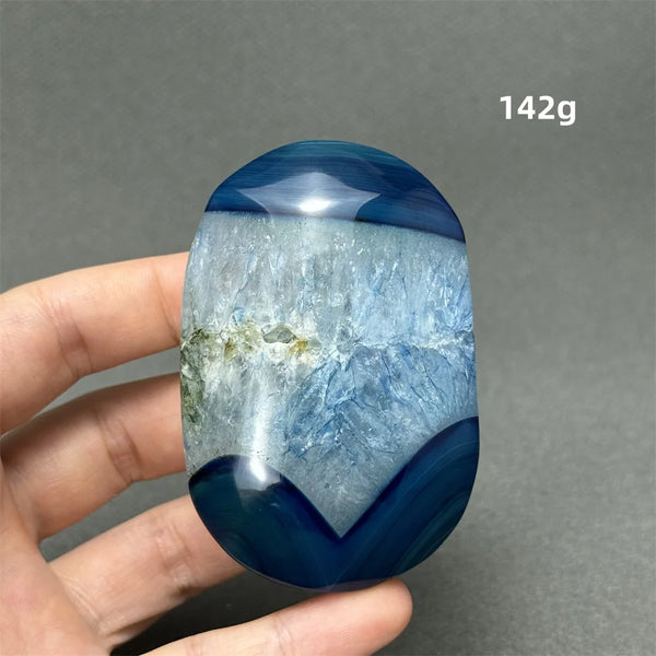 Blue Agate Palm Stone-ToShay.org