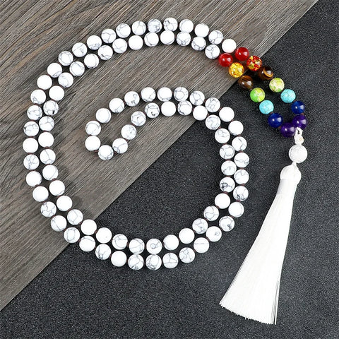 White Howlite Mala Beads-ToShay.org