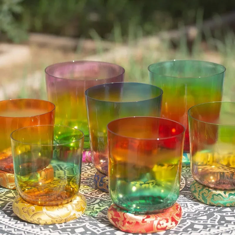 Mixed Rainbow Crystal Singing Bowls-ToShay.org