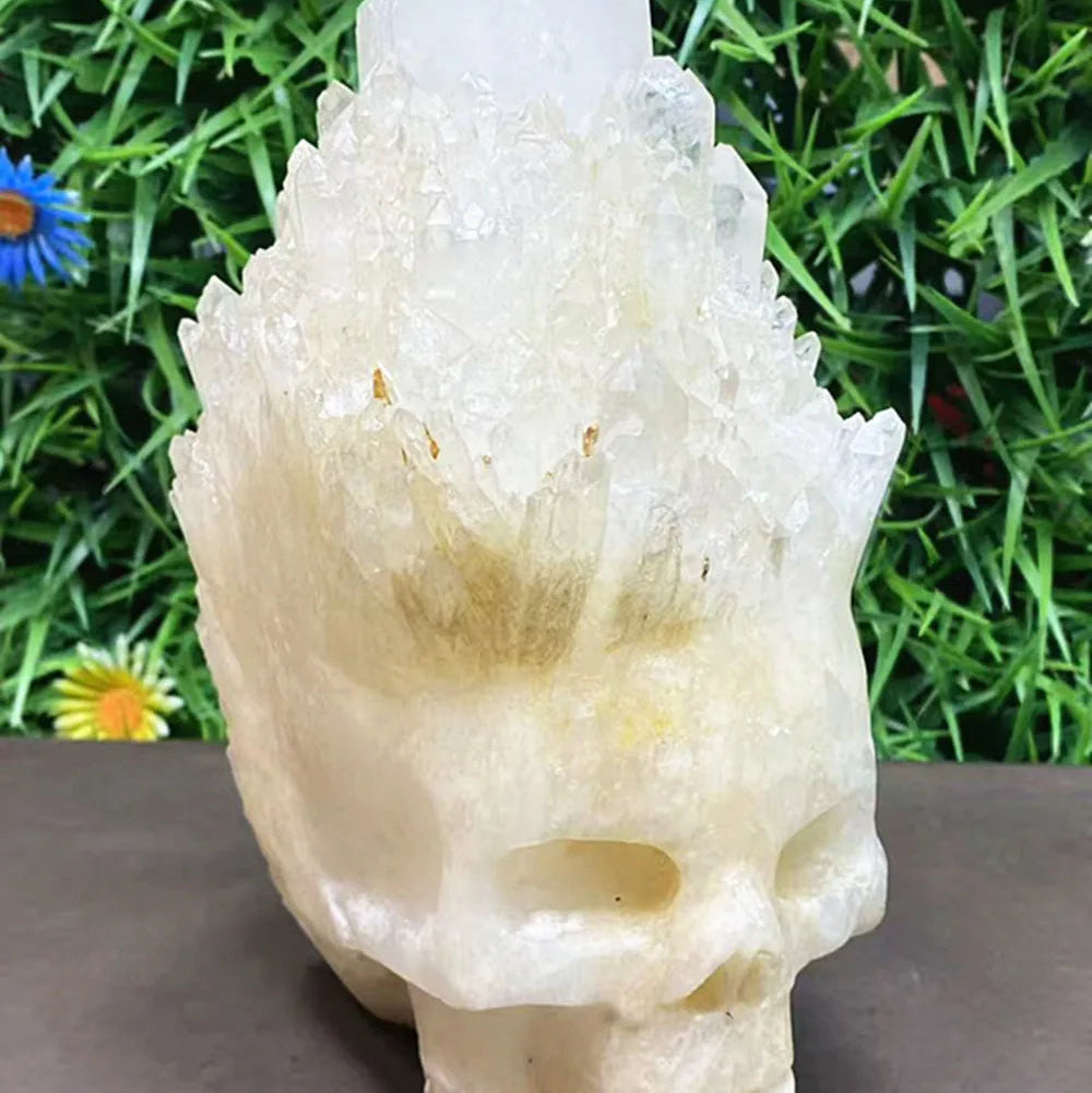 Natural quartz crystal white crystal crystal cluster hand-carved skull for home decoration as a piece of furniture-ToShay.org