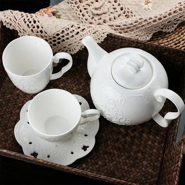 White Ceramic Tea Set-ToShay.org
