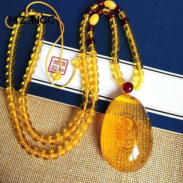 Gold Amber Buddha Pendant-ToShay.org