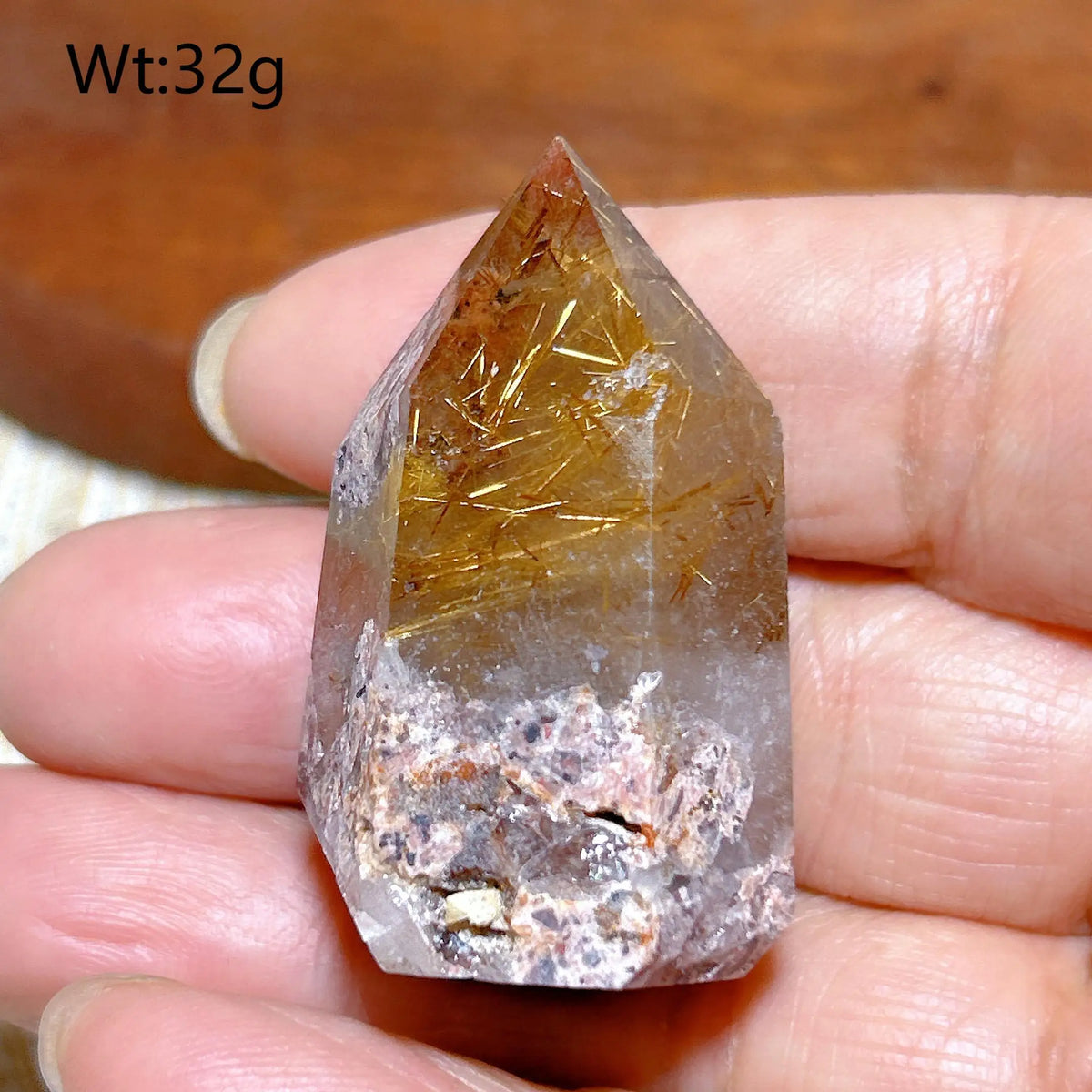 Gold Rutilated Crystal Point-ToShay.org