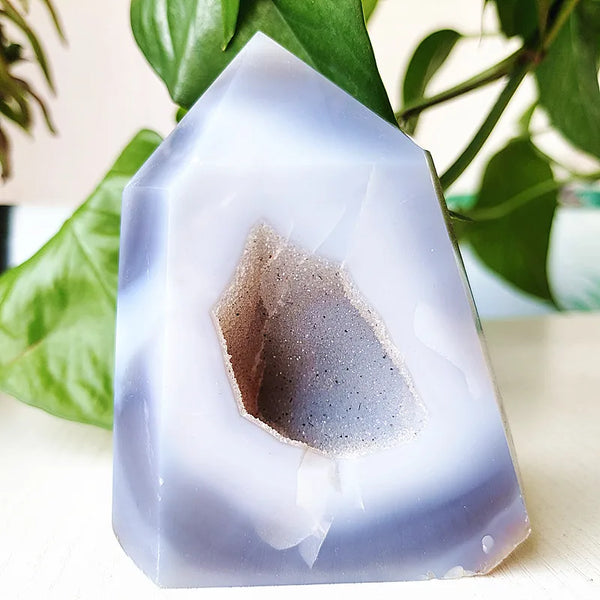 Blue Agate Geode Point-ToShay.org