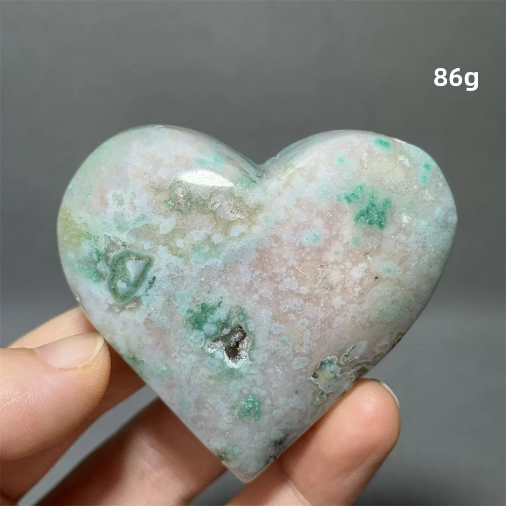 Green Sakura Agate Heart-ToShay.org