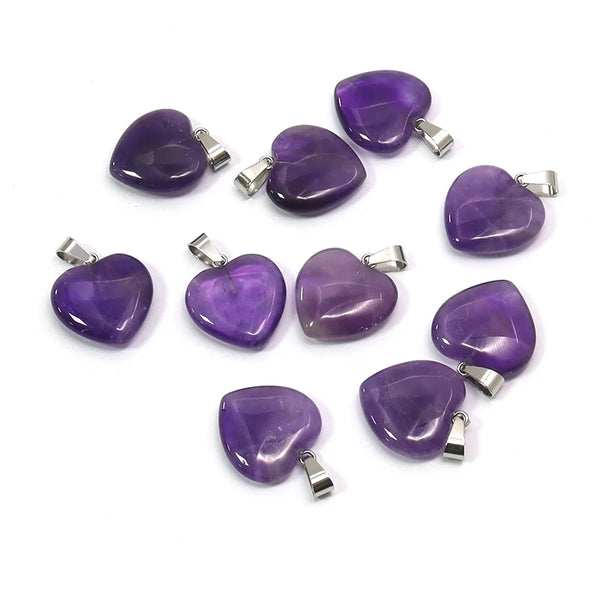 Purple Amethyst Heart Pendants-ToShay.org
