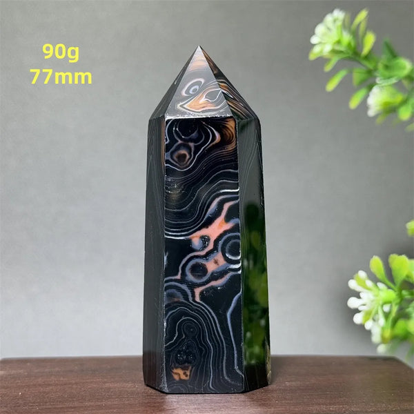 Black Red Agate Stripe Obelisk-ToShay.org