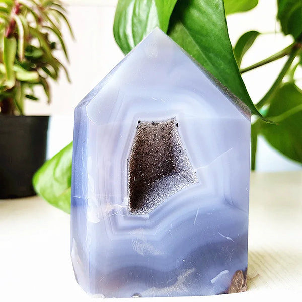 Blue Agate Geode Point-ToShay.org