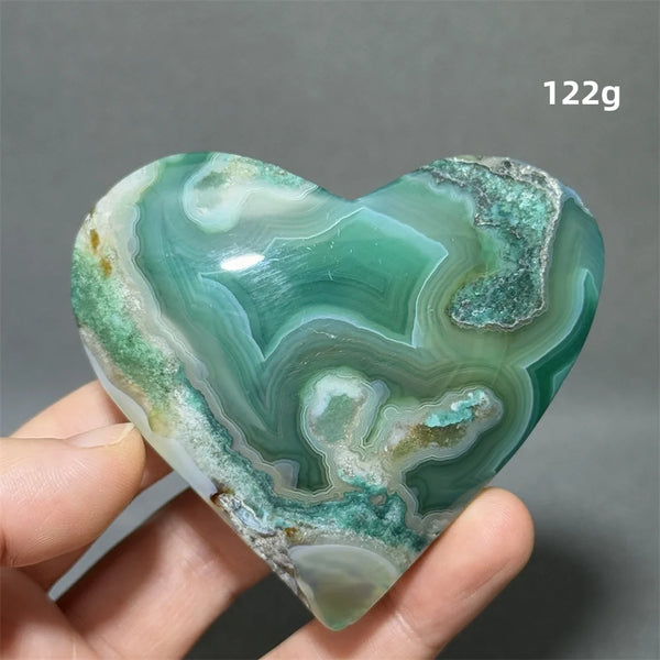 Green Sakura Agate Heart-ToShay.org
