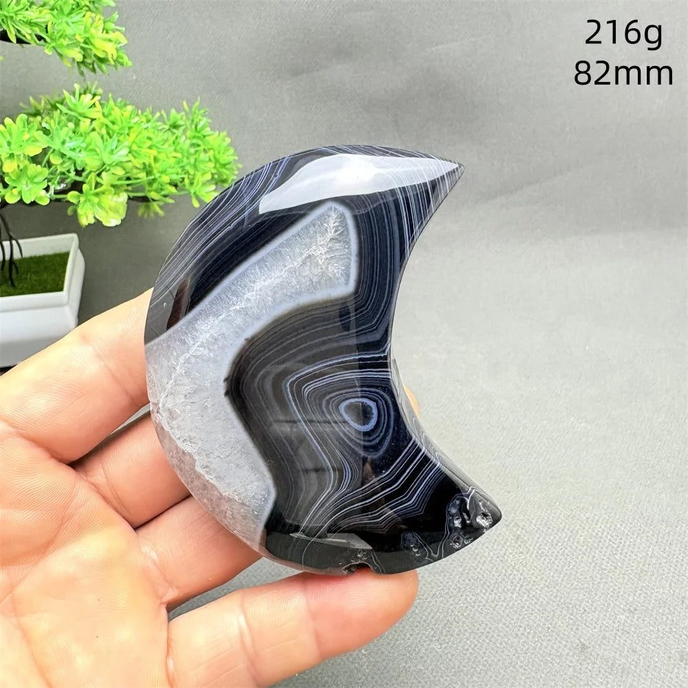 Black Agate Crescent Moon-ToShay.org