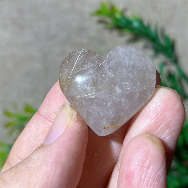 Gold Hair Rutile Quartz Heart-ToShay.org