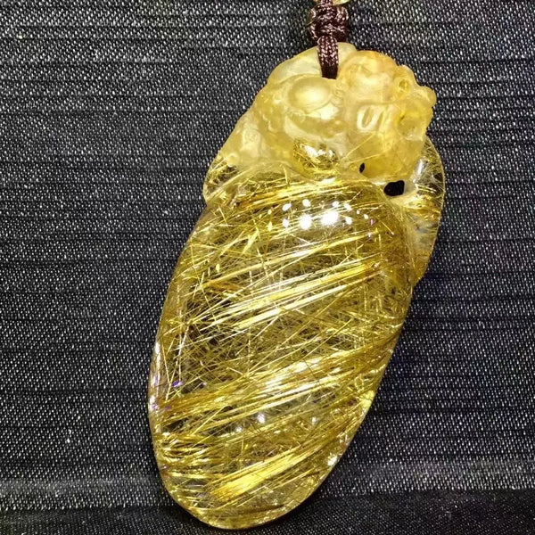 Gold Rutilated Quartz Pendant-ToShay.org