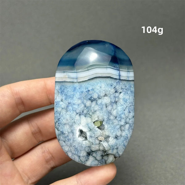 Blue Agate Palm Stone-ToShay.org