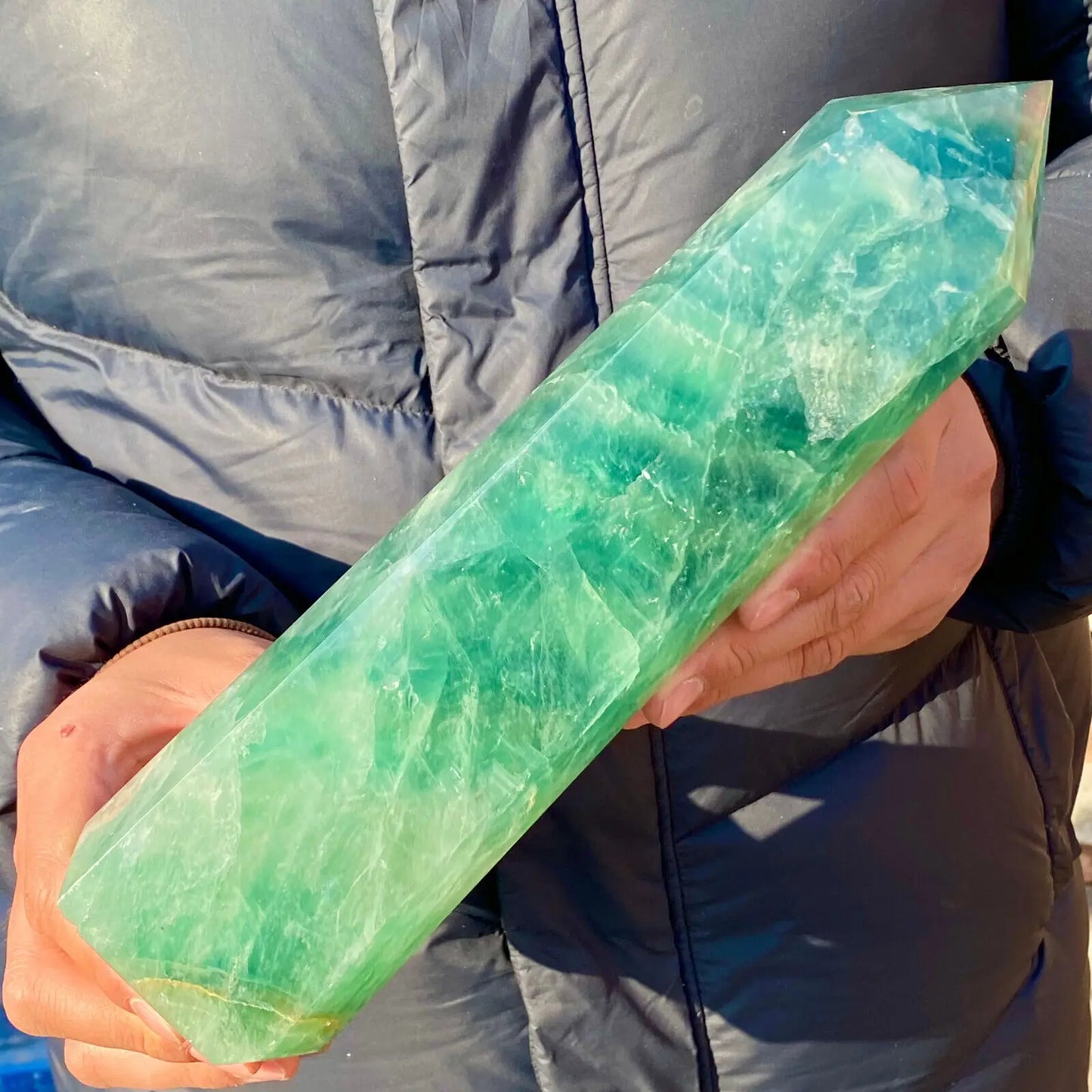 Green Fluorite Crystal Column-ToShay.org
